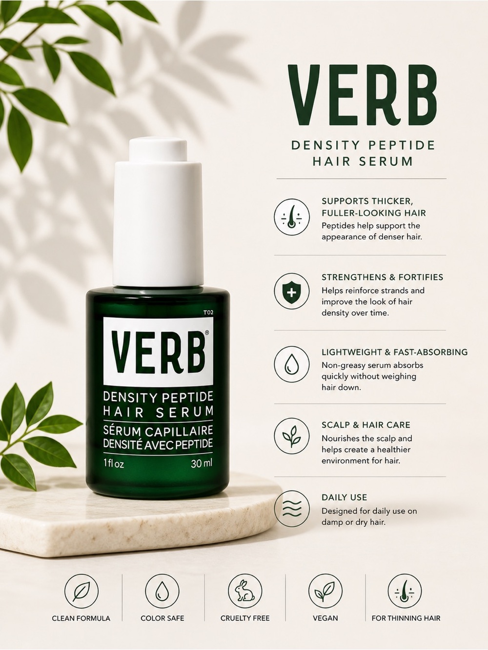VERB Density Peptide Hair Serum 1oz